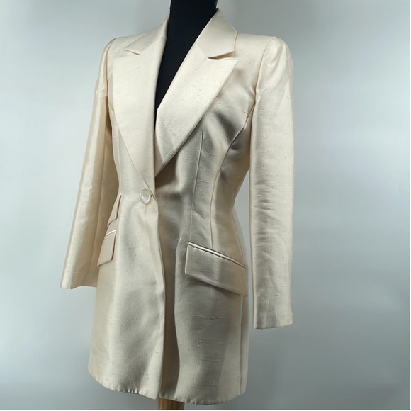 Badgley Mischka blazer suit jacket champagne cream Color Sheen event bridal sz 6 - Picture 9 of 14